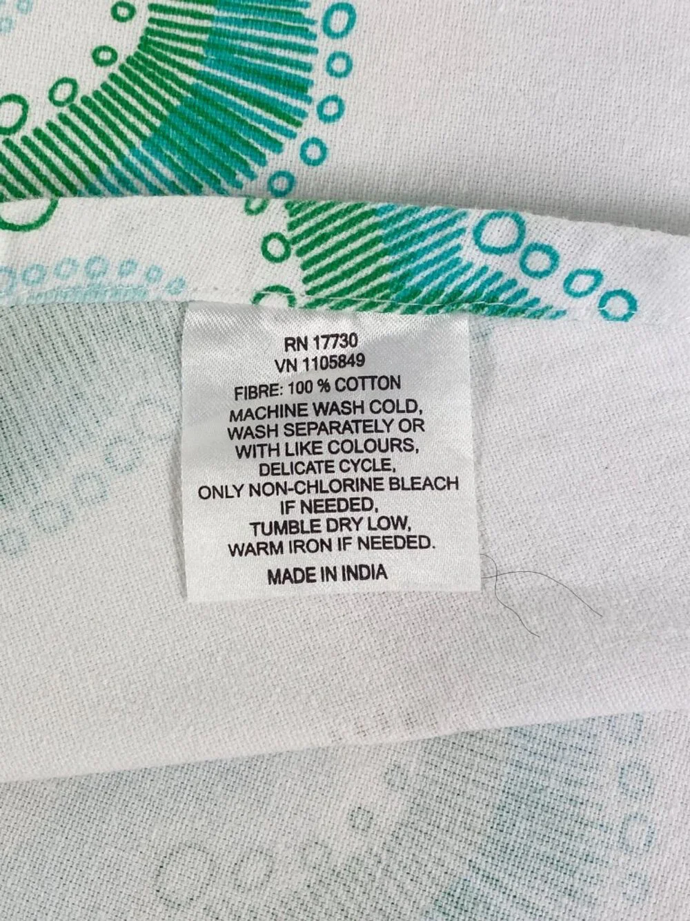 Vintage Green Circles Organic Abstract Cotton Round Tablecloth 64